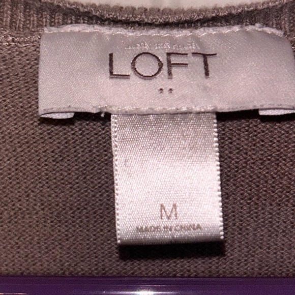 Loft 💋lightweight taupe 3/4 sleeve Cardigan granny core Med - Picture 3 of 6